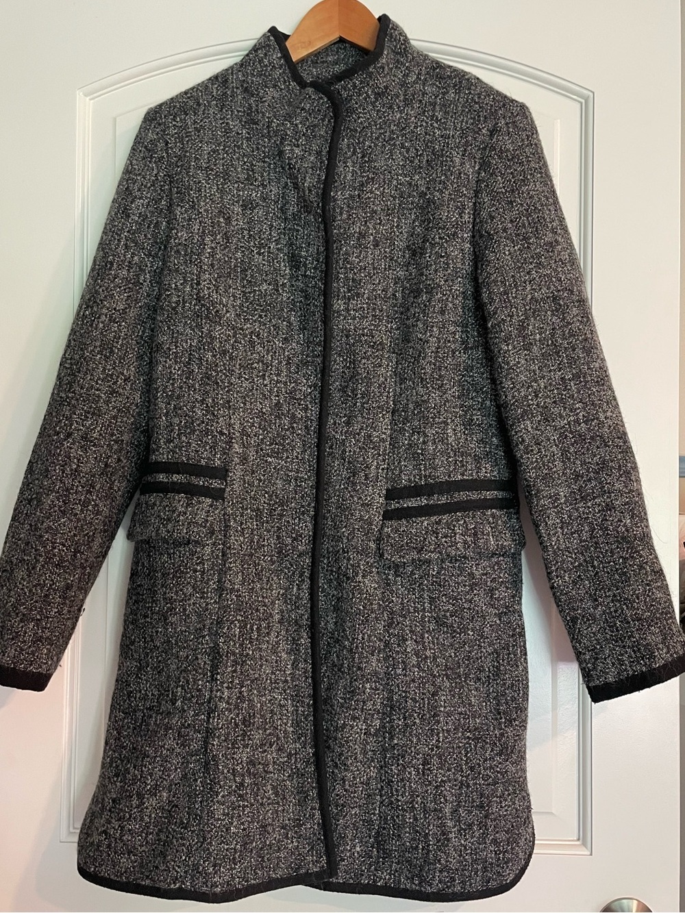 Mossimo Gray Black Women's Tweed Wool Overcoat Size L